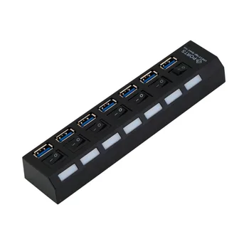 

1pc 7 Ports USB 3.0 Hub with On/Off Switch+EU AC Power Adapter for PC Laptop