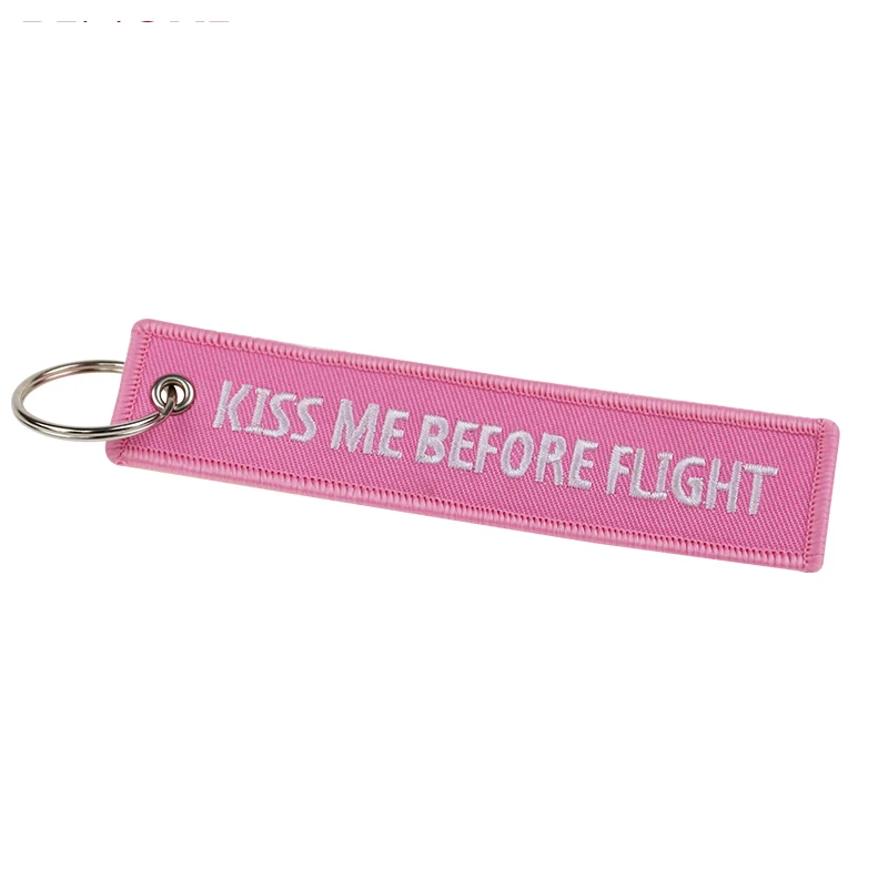 Fashion Keychain Bijoux Kiss Me Before Flight llaveros Keychains Embroidery Key Fobs OEM ATV Car Key Chains for Motorcycle Cars (1)