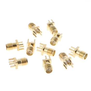 

10 Pcs SMA Female Jack Solder Edge 1.6mm Space PCB Mount Straight RF Connector L15