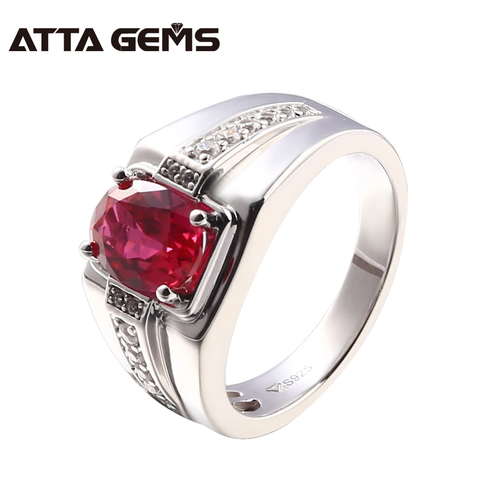 Red Ruby Sterling Silver Rings Women Solid Silver 1.2 Carats Created