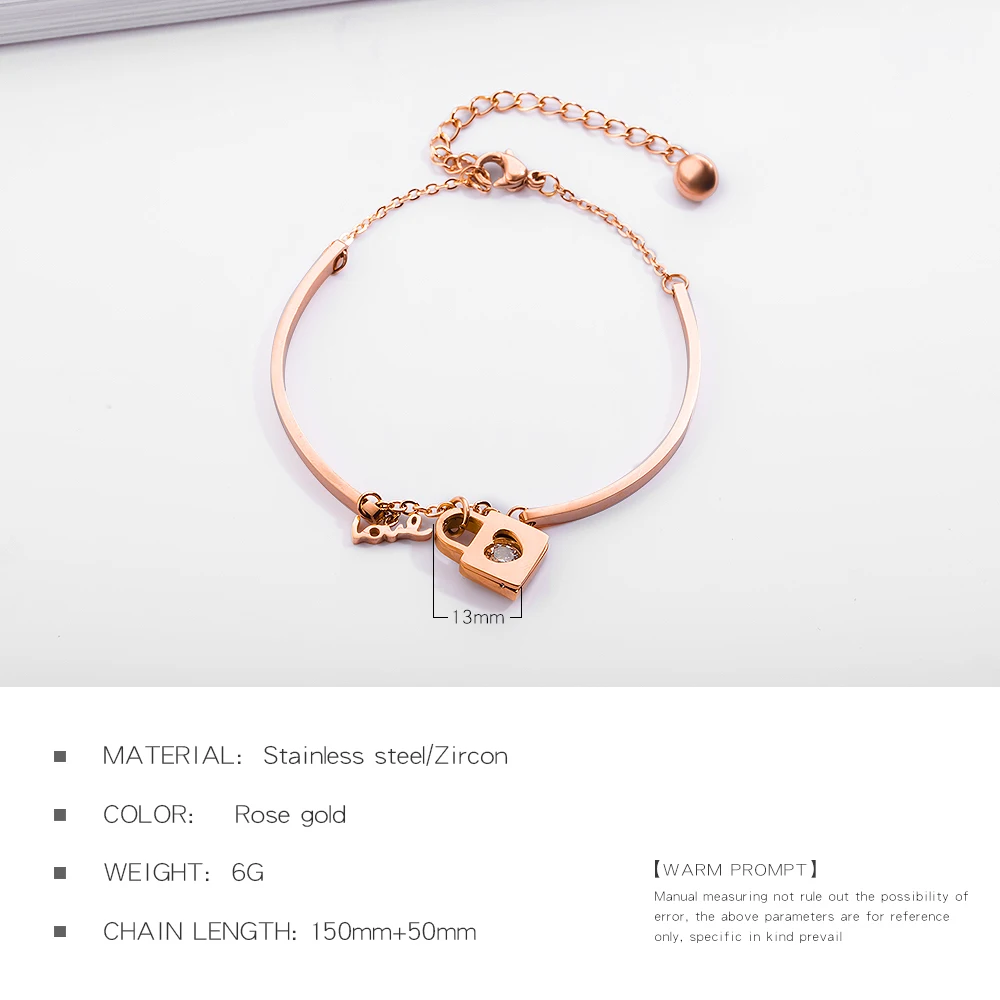 Fate Love High Quality Lock Bracelet & Bangle For Women Rose Gold Color Bracelet Stainless Steel Cute Jewelry Gifts FL912