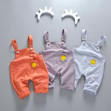 Г., летние комбинезоны с рисунком улыбающегося лица для маленьких девочек, Брюки повседневные Хлопковые Штаны для мальчиков