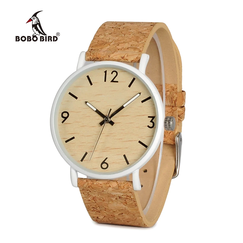 BOBO BIRD WE18 Luxury Quartz Watches Top Brand Designer Watches With Wood Watch Face and Cork