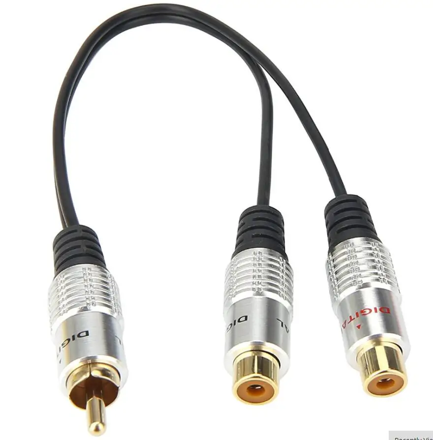 Lbsc Premium Lega Di Alluminio Rca Femmina A Dual 2-Rca Maschio Placcato Oro Adattatore Stereo Splitter Y Cavo Audio (Rca F-2 Rca M)
