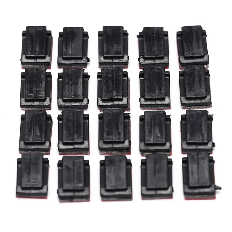 20pcs Black Adhesive Car Cable Clips Cable Winder Drop Wire Tie Fixer Holder Organizer Management Desk Wall Cord Clamps