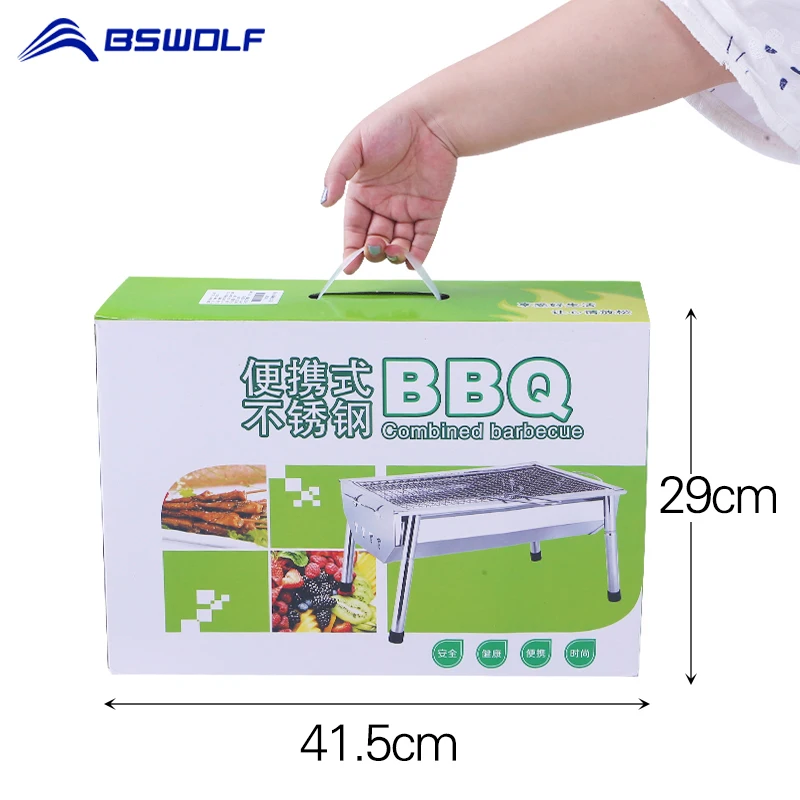 BSWolf портативный Открытый Кемпинг bbq плита 430 нержавеющая сталь гриль маленькая