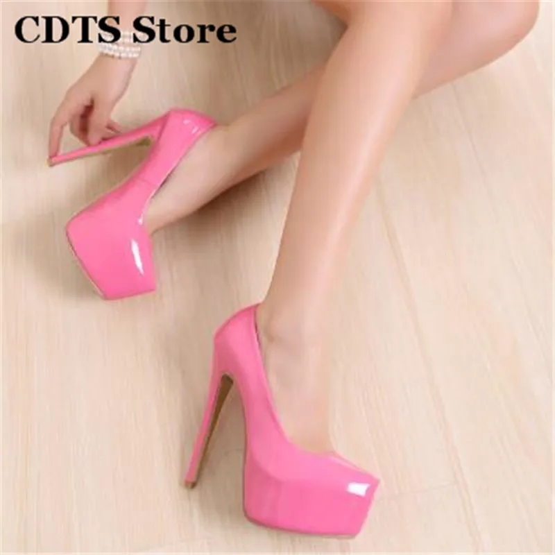 Crossdresser Plus:35-43 44 Spring/Autumn Stiletto 15cm thin high heels sexy Nightclub pumps women's wedding shoes zapatos mujer