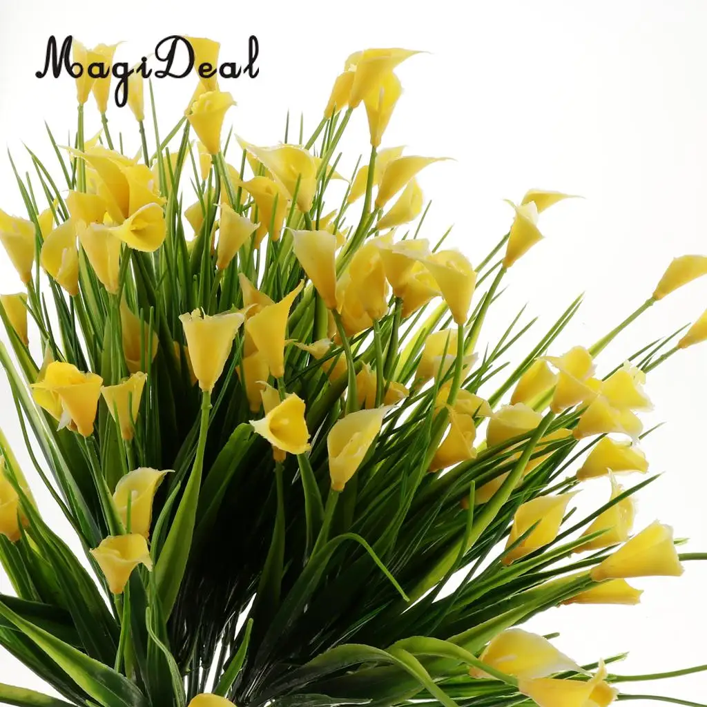 4pcs Artificial Shrubs Calla Lily Plastic Greenery Plants Flower Arrangement for Home Kitchen Dining Room Hanging Decor