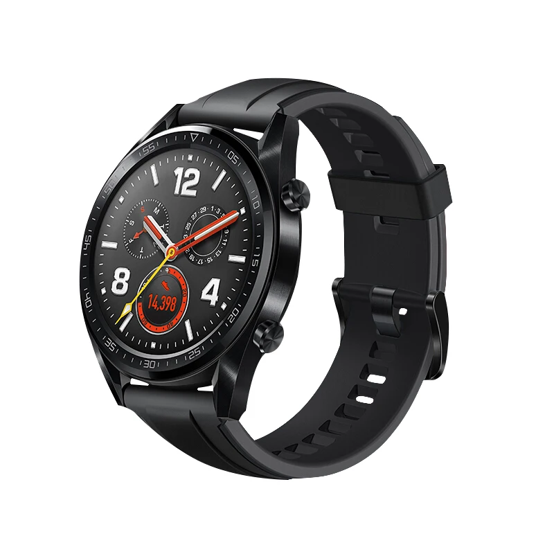 22 мм браслет для huawei Watch GT ремешок силиконовый Wrisrband для huawei GT Watch Band/Magic для Xiaomi Amazfit Stratos 2/Pace 1 - Цвет: Черный