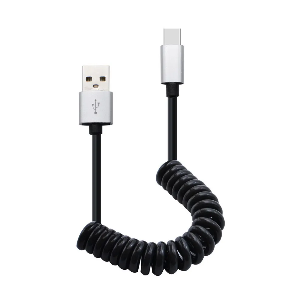 

Professional Made Type-c Charger Spring Spiral Coiled Cable Data Sync USB Charging Data Cord For Android Mobile Phones