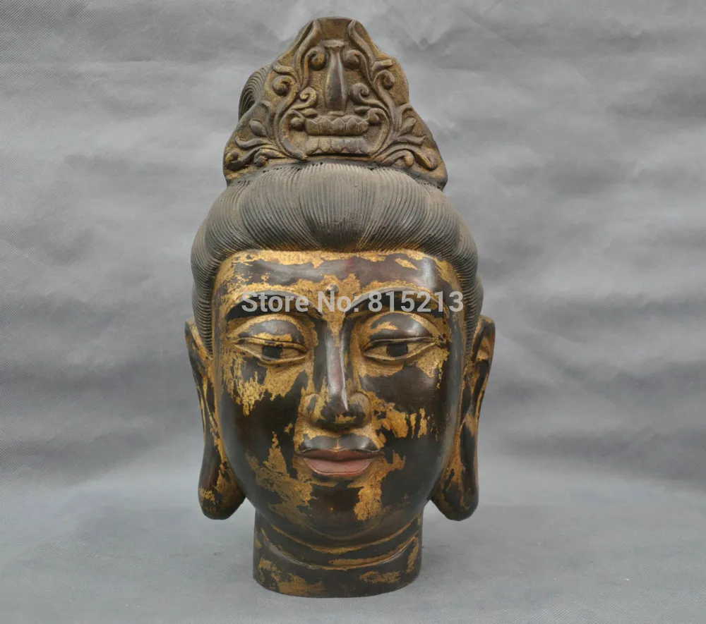 

bi0011730 14'' China Tibetan Buddhism Buddha head Buddha Bronze Statue