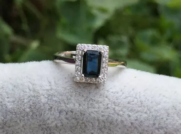 Кольцо с натуральным Синим Сапфиром И драгоценным камнем, кольцо с натуральным драгоценным камнем из серебра S925 пробы, Трендовое классическое квадратное женское свадебное Подарочное ювелирное изделие