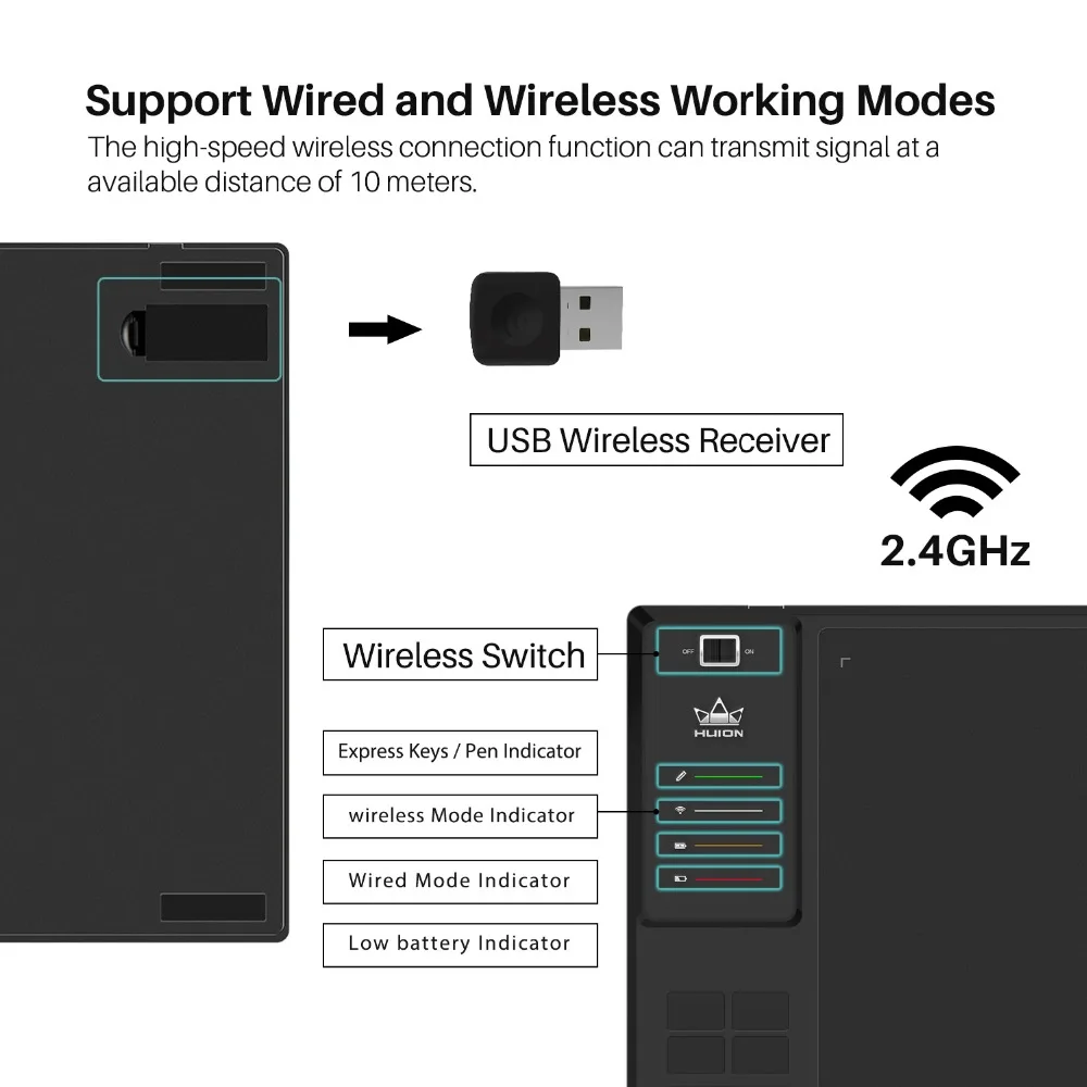 Beste Huion Giano WH1409 14 Inch 8192 Niveaus Draadloze Tekening Tablet Digitale Grafische Tablets Pen Tablet Voor Windows En Mac os