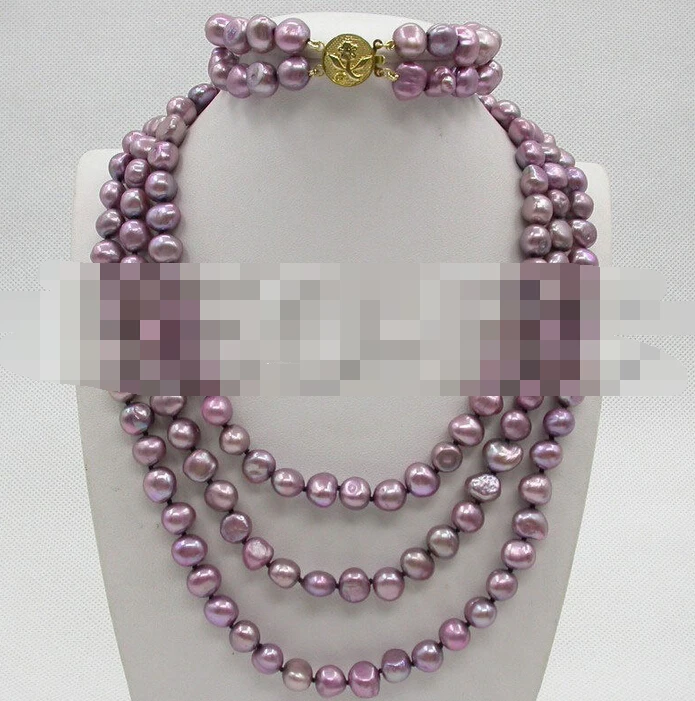 

07780 baroque lavender pearls necklace 2row bracelet set