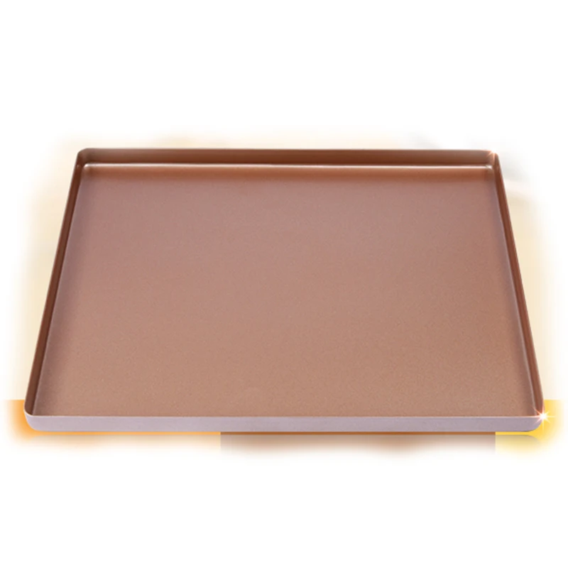 Metal Baking Pastry Tools Rectangle Champagne Gold Pizza Pan For Baking