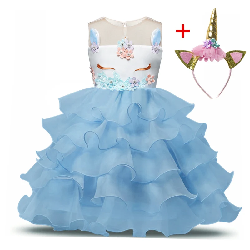Платье принцессы для девочек Единорог вечерние платья для девочек для детей, пасхальные костюм; платья для свадебной вечеринки одежда для маленьких девочек Vestidos