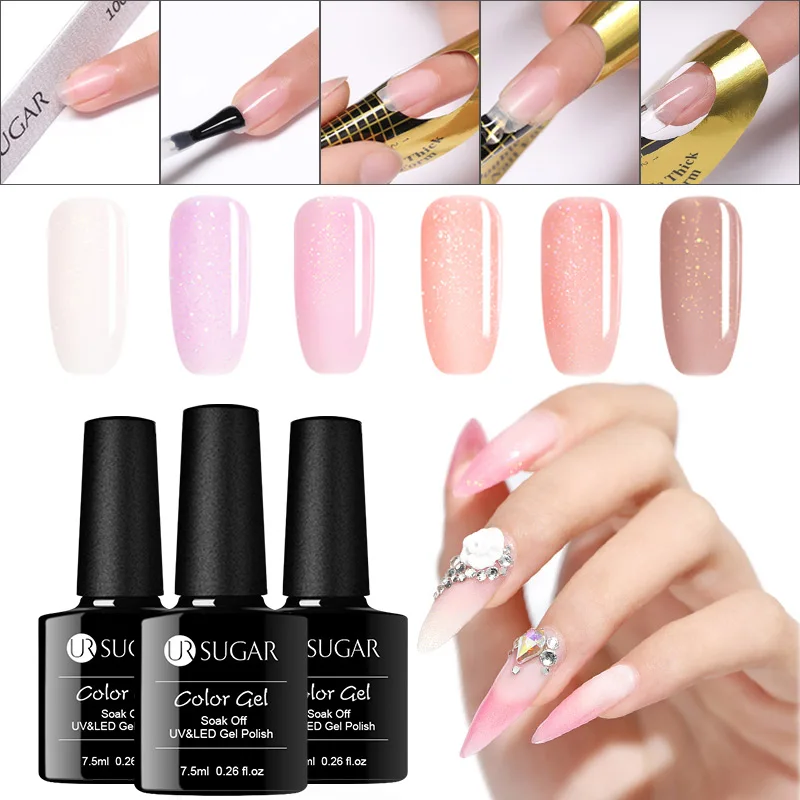

UR SUGAR Clear 7.5ml Holographic Glitter Quick Extension Gel Acrylic Poly UV Gel Finger Building Soak Off UV Gel Nail Art