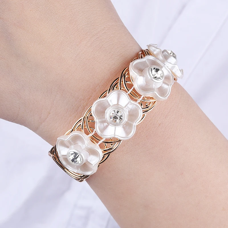 Crazy Feng Кристальный Цветочный эластичный браслет из бусин и браслеты для женщин модные свадебные вечерние браслеты ювелирные изделия подарок - Окраска металла: 96