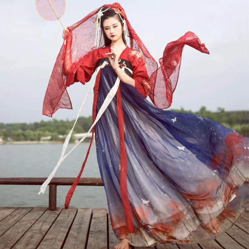 

Red Hanfu For Women National Cosplay Dance Costume Chinese Stage Festival Outfit Folk Dress Oriental Performance Clothing DC1817