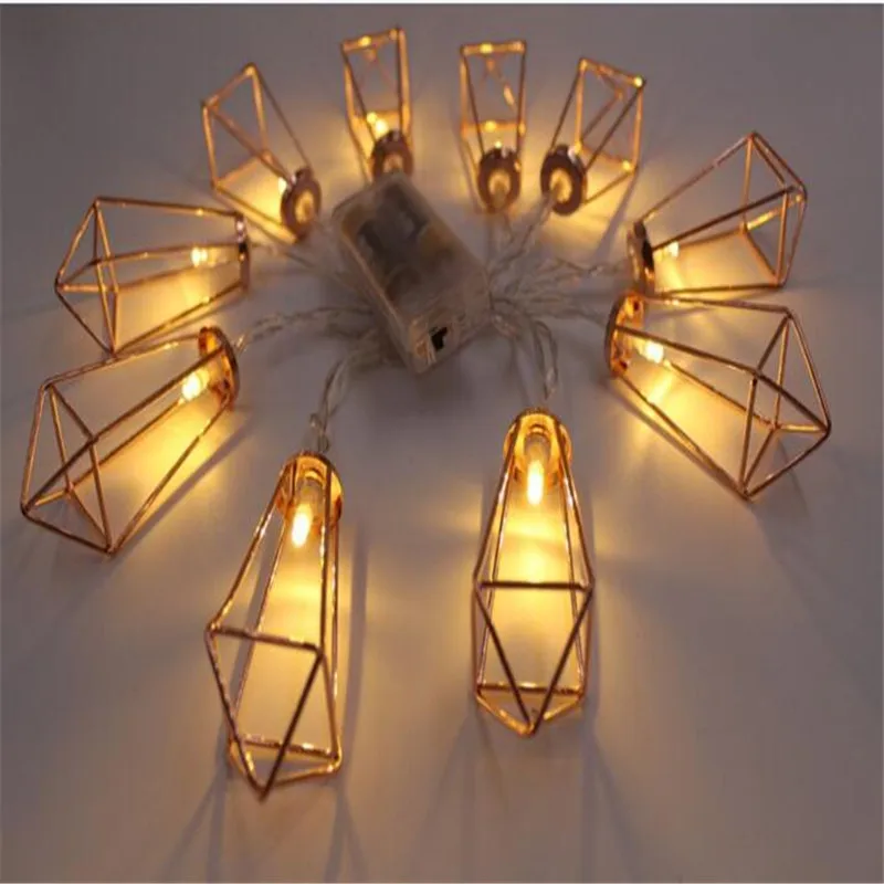 

Iron Diamond Shaped 1.5M 10 LED String Light Christmas Outdoor Lighting Battery LED Fairy String Light Wedding Lamp Party Decor