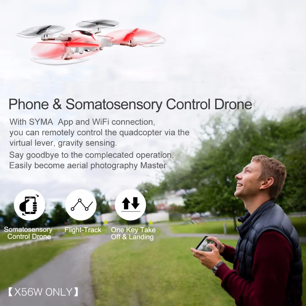 Квадрокоптер SYMA Дрон с камерой складной 2 4G Wi Fi FPV карманный RTF HD камера управление