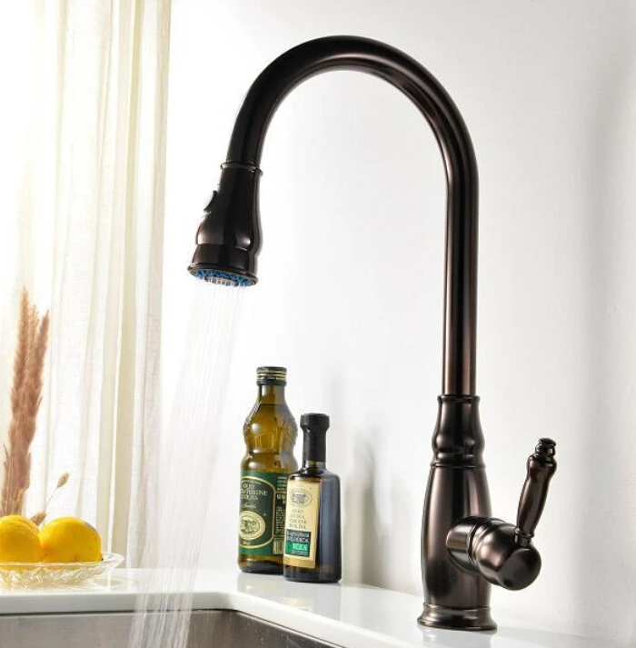 

Free shipping Matte ORB pull out kitchen sink mixer Pholished torneira para cozinha kitchen faucet swivel spout pull out KF000