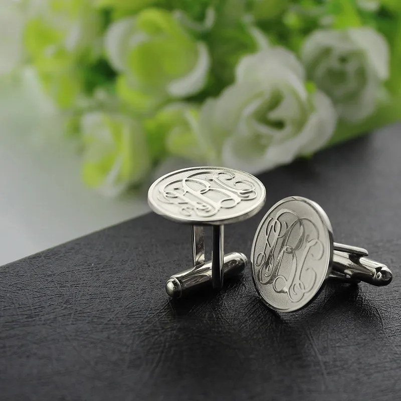 AILIN мужские монограммы запонки персонализированные начальные запонки для жениха серебряные свадебные запонки ювелирные изделия с монограммой
