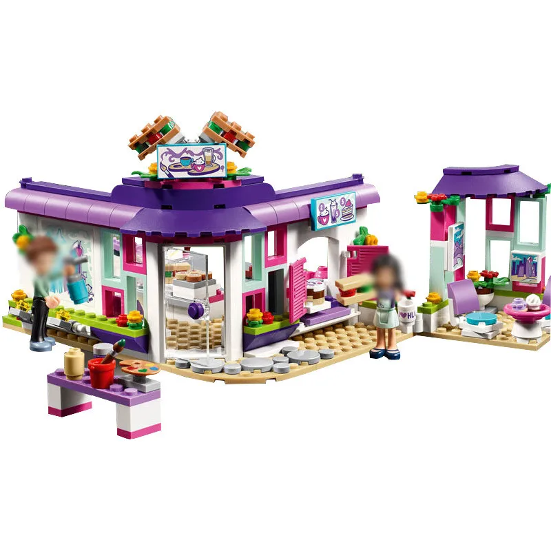 LEPIN Friends Emma s Art Cafe Building Blocks Bricks Kids Classic Girl Model font b Toys