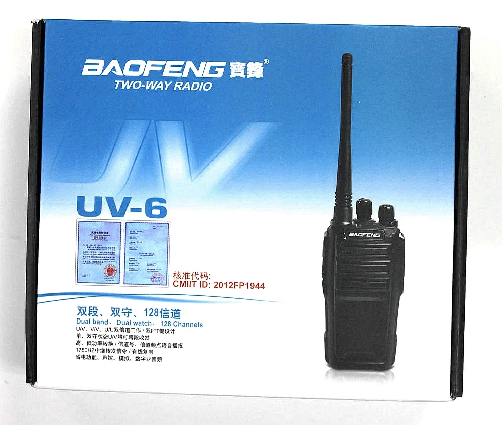 BAOFENG UV 6 ham трансивер 136-174 и 400-480 МГц 8 Вт мощность передачи и PTT гарнитура Walkie Talkie Беспроводная связь