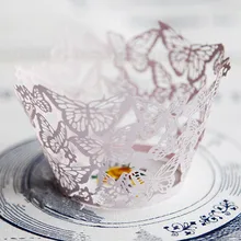 Светло-фиолетовый Красивая бабочка бумажные украшения торта чашки Для свадебной вечеринки на день рождения, Завертчицы