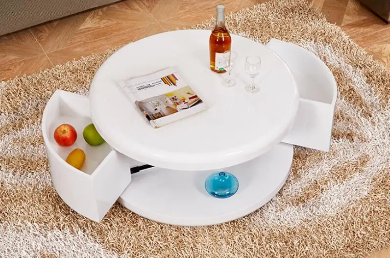 Small family storage. Round tea table table. Contracted and contemporary painting white ready Small family storage. Round tea table table. Contracted and contemporary painting white ready