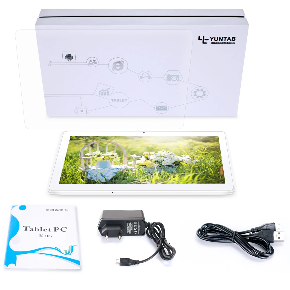 Yuntab 10 1 K107 Android 5 1Tablet 1GB 16GB Quad Core Phablet White Color Unlocked Dual