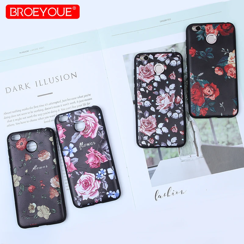 

BROEYOUE Fitted Case For Xiaomi Redmi 4A 4X 4 4 Pro 5 5A 5 Plus 6 3D Relief Soft TPU Flower Case For Xiaomi Mi 5X MI 8 8 SE