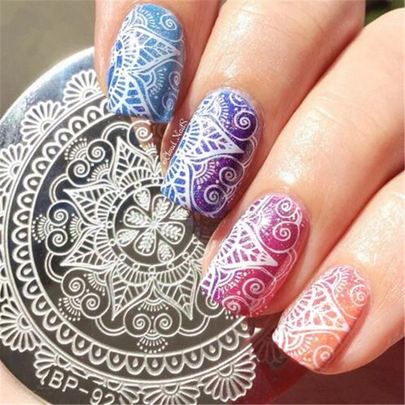 

BORN PRETTY 5.5cm Round Nail Art Stamp Template Flower Arabesque Pattern Stamping Image Plate Manicure Art Printing Stencil