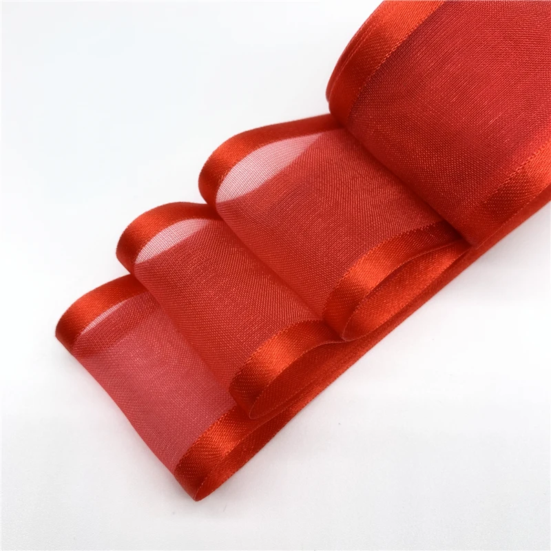 5 ярдов 38 мм широкая лента из органзы бант свадебное Рождественское украшение ручной работы DIY обертывание ремесла - Цвет: Red