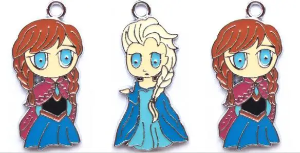 New Free Shipping 20 Pcs Cartoon Elsa Anna Princess Charm necklace Key chain Pendants DIY Jewelry Making | Украшения и аксессуары