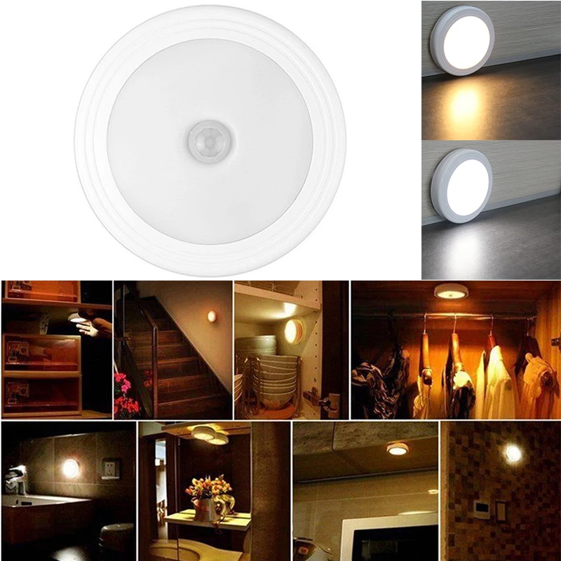 Infrared IR Bright Motion Sensor Activated LED Wall Lights Night Light Auto On/Off Battery Operated for Hallway Pathway 2 Color