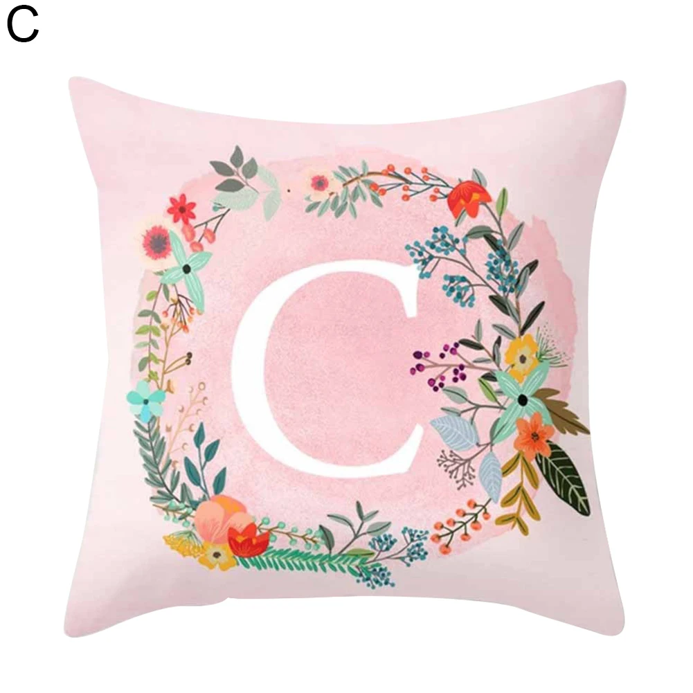 spesifikasi 1 PC Fashion Gaya Pink A Sampai Z Huruf Pola Sarung Bantal Lembut Nyaman Square Sarung Bantal Sarung Bantal
