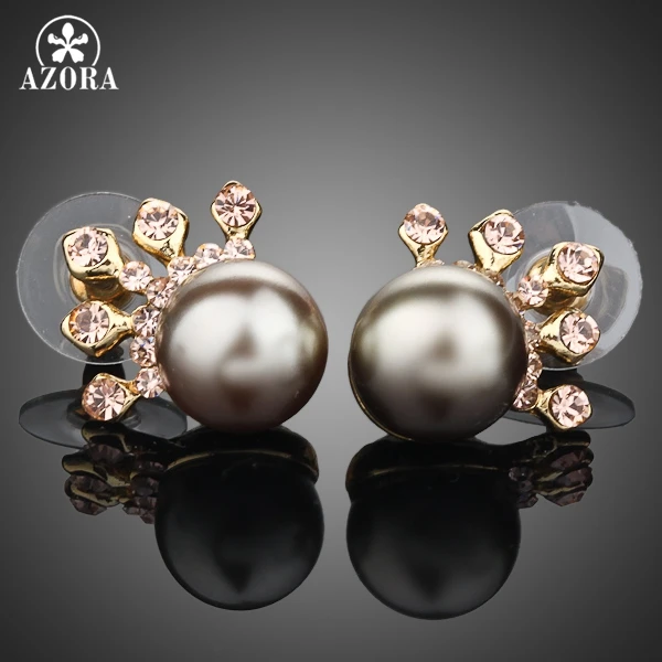 Azora, золотые бусины Австрийские хрустальные милые серьги-гвоздики с короной TE0017