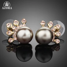 Azora, золотые бусины Австрийские хрустальные милые серьги-гвоздики с короной TE0017