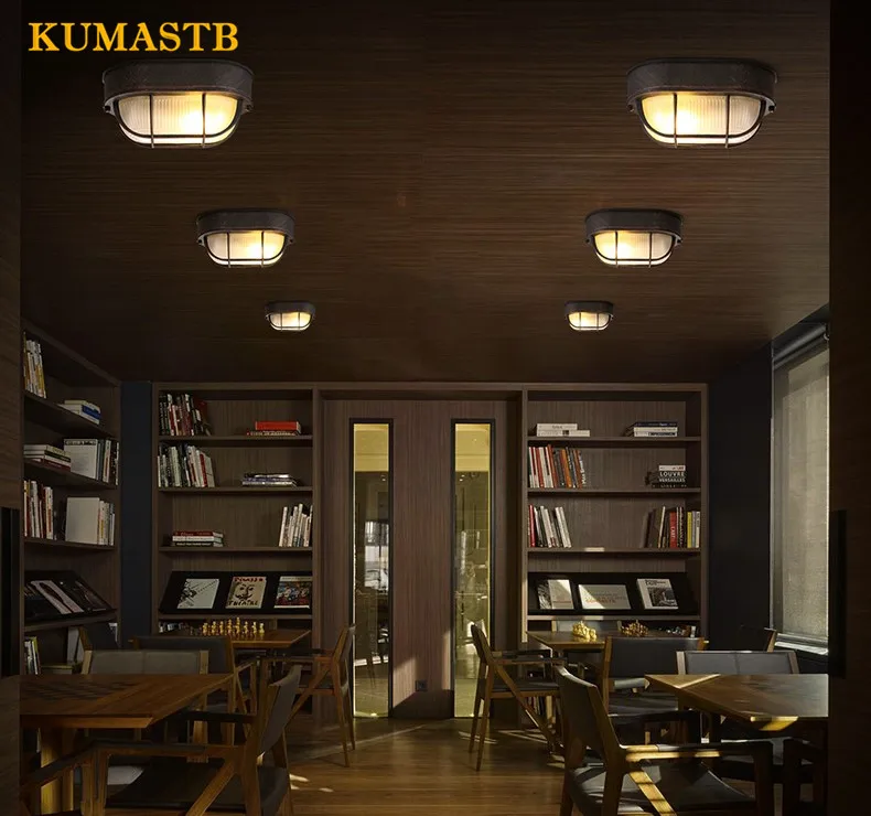 País americano Iluminación restaurante dormitorio iluminación pasillo escaleras lámpara industrial vintage loft pequeña lámpara de techo de cristal