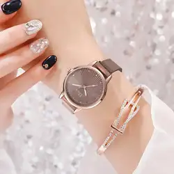 Роскошные розовые, золотые, женские кварцевые магнитные наручные часы в стиле ретро женские часы-браслет модные бриллиантовые женские