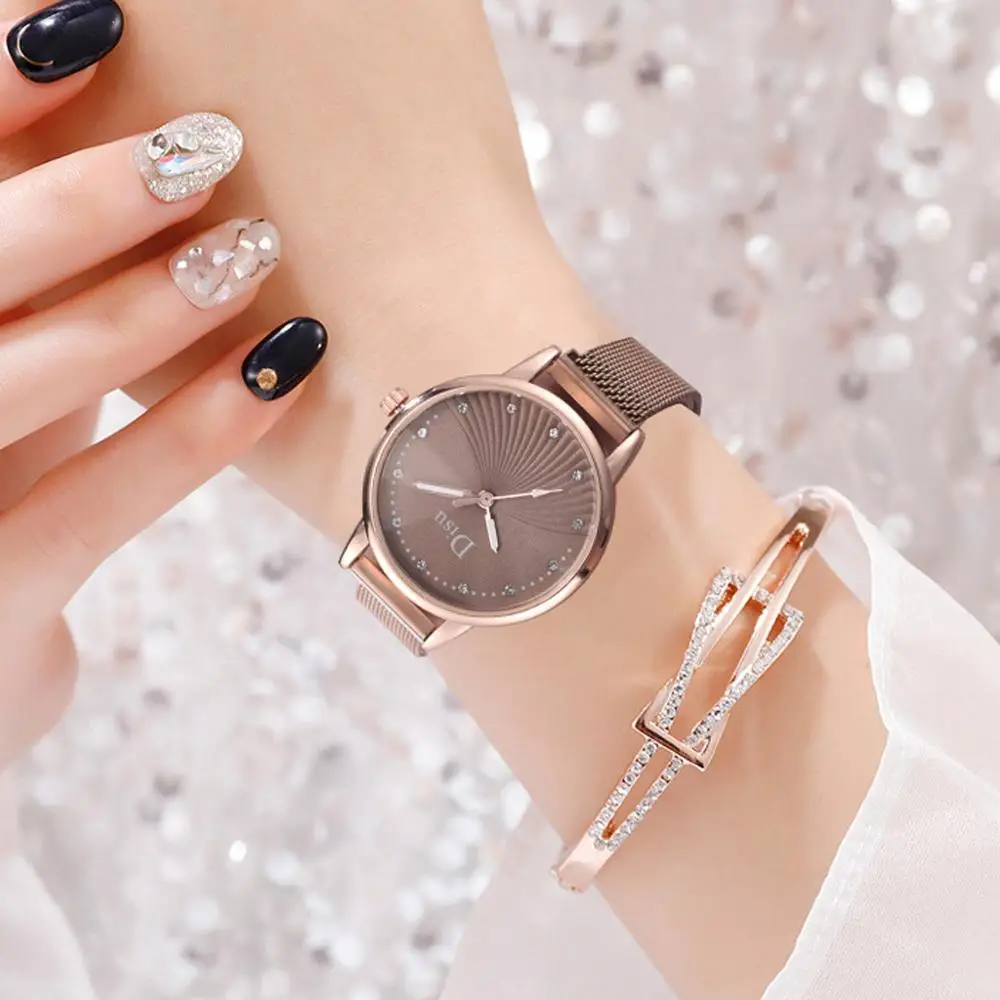 

Luxury Rose Gold Ladies Quartz Magnetic Wrist Watches Retro Women Bracelet Watch Fashion Diamond Female Clock relogio feminino