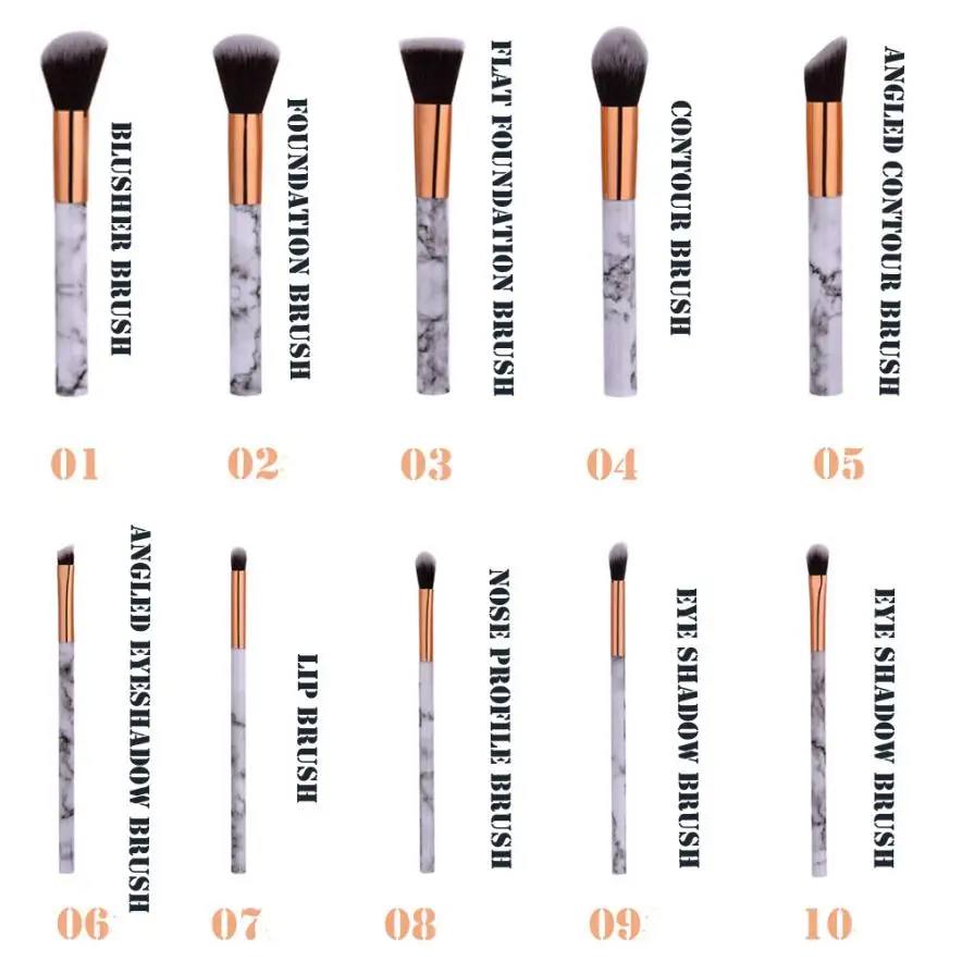 

Marble Makeup Brush Set Professional Face Eye Shadow Eyeliner Foundation Blush Lip Powder Beauty Brush Tool dropshipping 18aug5