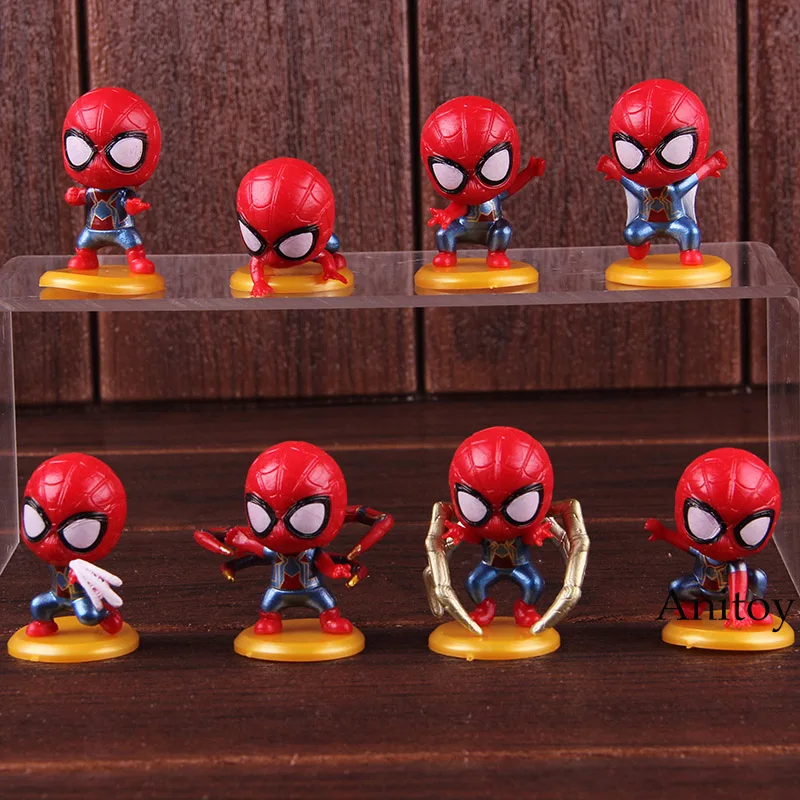 Marvel супергерой Человек-паук Железный Паук версии ПВХ Человек-паук фигурка героя Коллекционная модель игрушки для детей 8 шт./компл