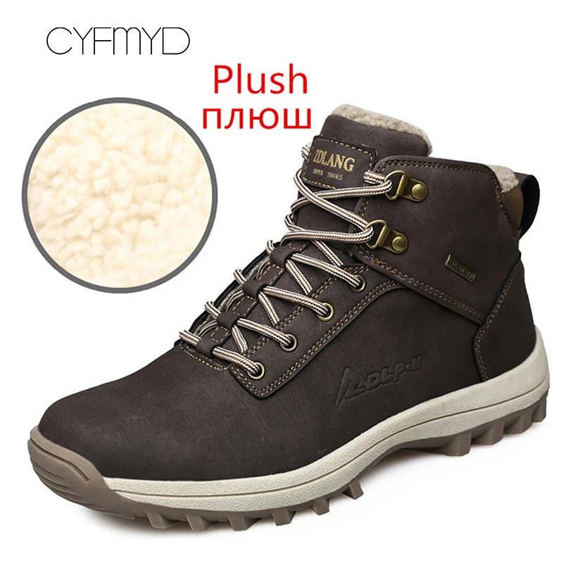 

Men's Boots Winter Wedges Plus Size 45-47 Short Plush Warm Ankle Boots Man Lace Up Snow Boots Male Casual Soild