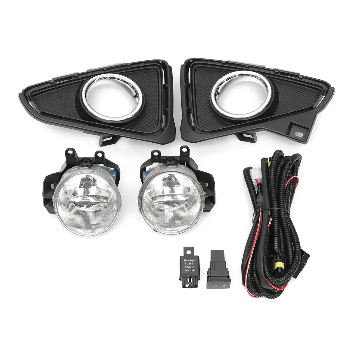 Pair Front Left Right Bumper Fog Lights Driving Lamps H16 w/ Harness