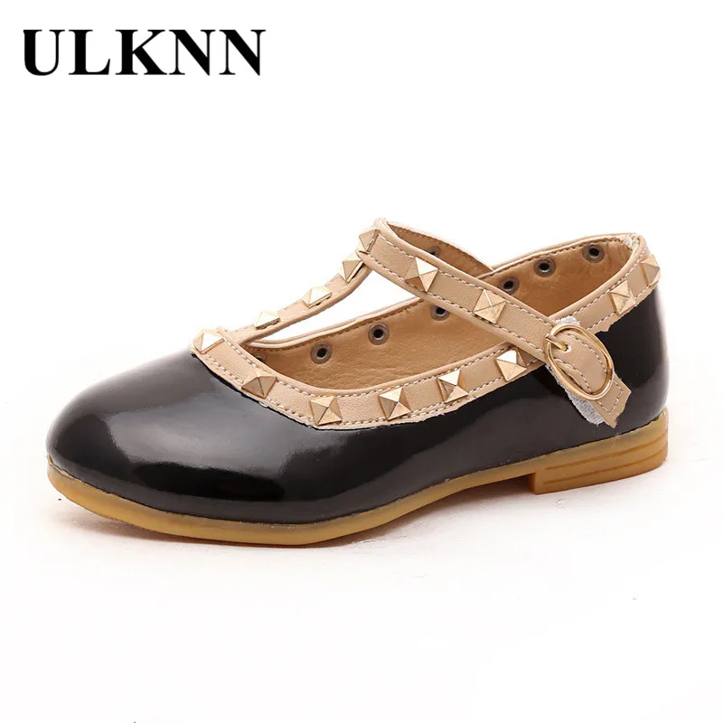 

ULKNN Children Shoes Girls Leather Princess Shoes For Rivets Party Wedding Kids School Shoe Toddle Baby Casual Shoe 2018 Summer