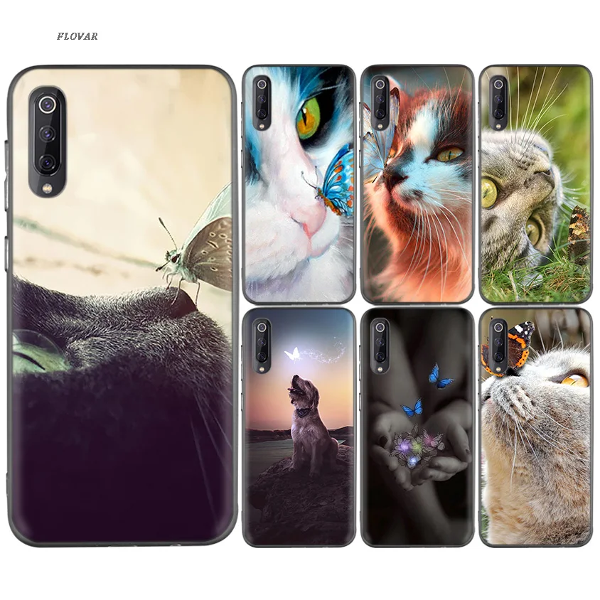 

Butterfly Stand On The Cat Nose Soft TPU Case For Xiaomi 9 8 A2 lite A1 Play Pocophone F1 Xiomi Redmi Y3 Note 7 6 5 Pro 5Plus
