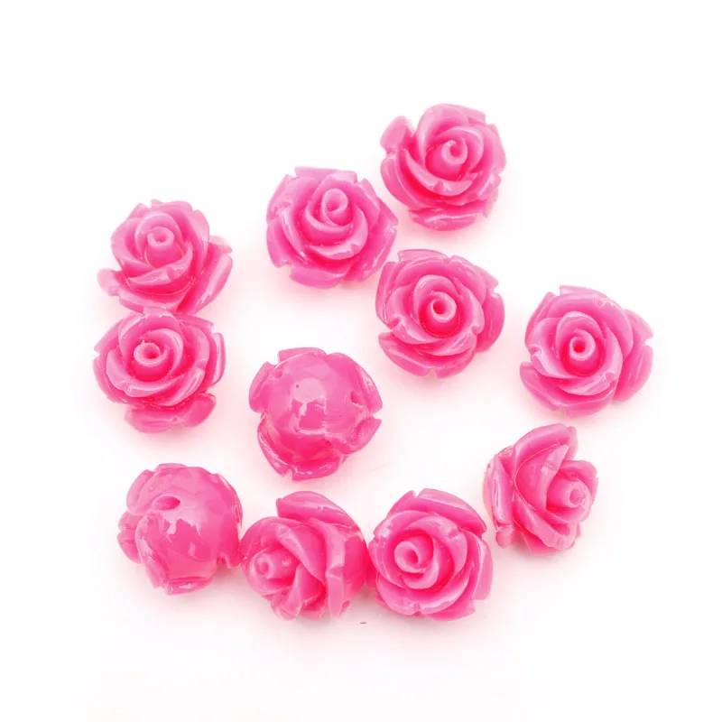 

10 pcs /lot Rose Flower Coral Resin Spacer Beads for Jewelry Making 15mm fashion